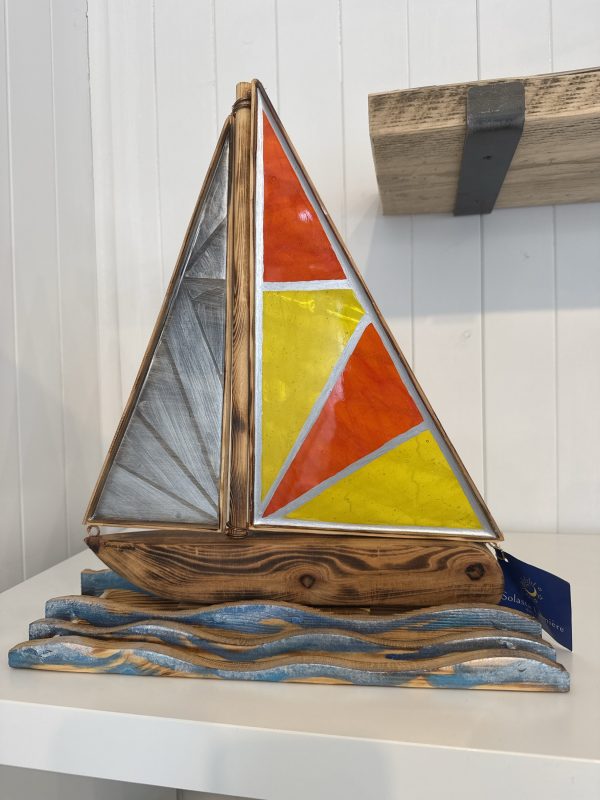 Large Glass Art Sailing Boat