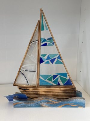 Small Glass Art Sailing Boat