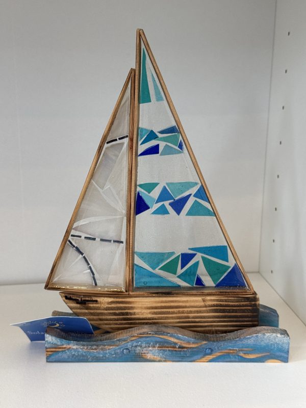 Small Glass Art Sailing Boat