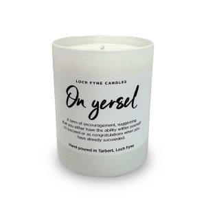 On Yersel candle – Scottish soy wax – sea salt and driftwood scent