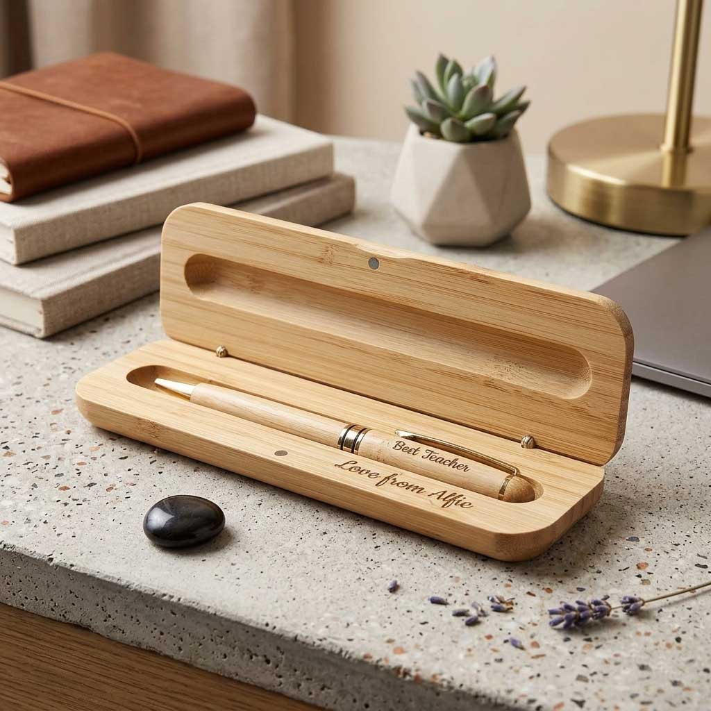 Personalised Bamboo Pen and Gift Box Set
